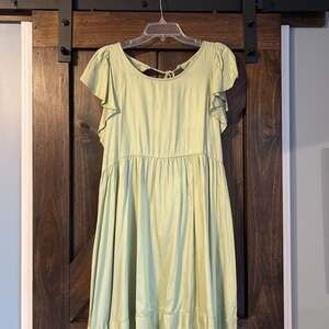 Beyond Words Sage Green High Neck Open Back Dress XL